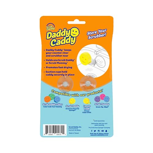 Scrub Daddy Sponge Holder - Daddy Caddy - Sink Sponge Holder with Suction Cups for Smiley Face Sponge - Sink Organizer for Kitchen and Bathroom - Self Draining & Dishwasher Safe - 1ct