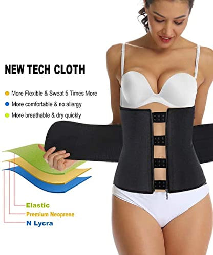 HOPLYNN Neoprene Sweat Waist Trainer Corset Trimmer Shaper Belt for Women, Workout Plus Size Waist Cincher Stomach Wraps Bands Black Small