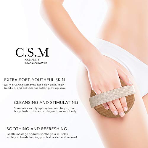 CSM Dry Body Brush for Beautiful Skin - Solid Wood Frame & Boar Hair Exfoliating Brush to Exfoliate & Soften Skin, Improve Circulation, Stop Ingrown Hairs, Reduce The Appearance of Acne and Cellulite