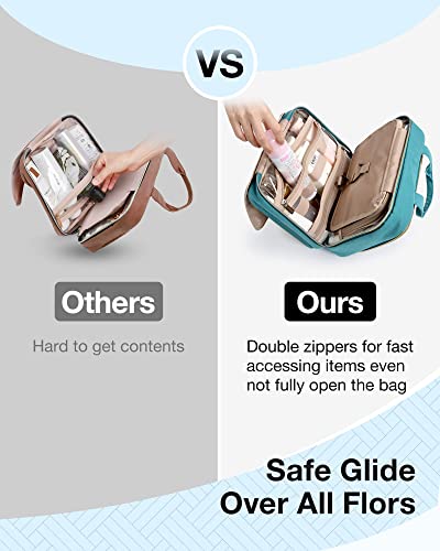 BAGSMART Toiletry Bag Hanging Travel Makeup Organizer with TSA Approved Transparent Cosmetic Bag Makeup Bag for Full Sized Toiletries (Blue, Large)