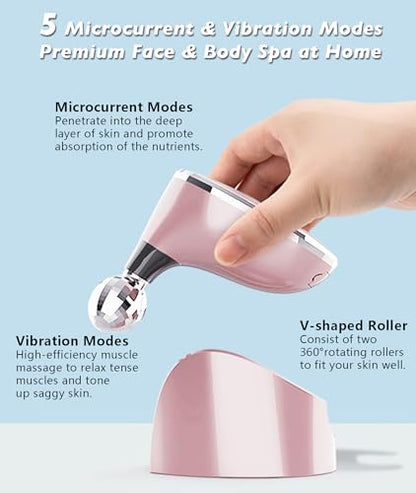 MCSYPOAL Microcurrent-Facial-Device, Microcurrent Face Lift Device, Face Roller for Wrinkles Removal, Face Massager for Skin Tightening, Microcurrent Multifunctional Facial Massager