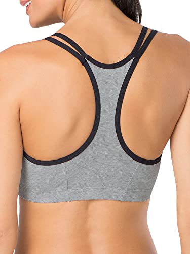 Fruit of The Loom Womens Spaghetti Strap Cotton Pull Over 3 Pack Sports Bra, Grey With Black/White/Black Hue, 34