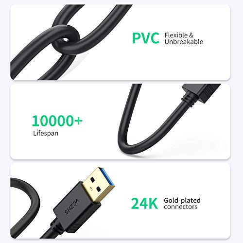 USB to USB Cable 6ft, VCZHS USB to USB USB A to USB A USB Cord for Hard Drive Enclosures, DVD Player, Laptop Cooler and More