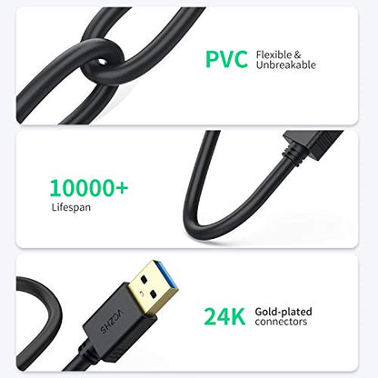 USB to USB Cable 6ft, VCZHS USB to USB USB A to USB A USB Cord for Hard Drive Enclosures, DVD Player, Laptop Cooler and More