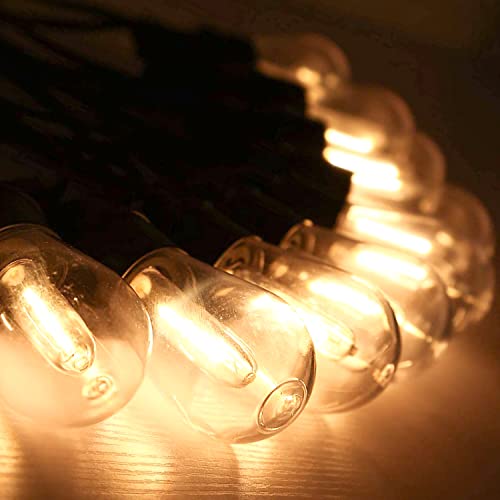 60FT LED Outdoor String Lights, S14 (30FT*2) Patio String Lights for Outside with Shatterproof E12 LED Bulbs, Weatherproof LED Outdoor Lights for Patio Backyard Porch Garden Bistro Cafe Party Decor
