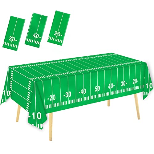 Oigco 3 Packs Party Football Tablecloth（54"x 108"）, Football Theme Party Plastic Touchdown Table Cover for Birthday Party Decorations Tailgate Football Party