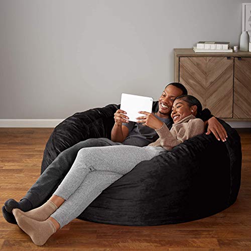 Amazon Basics Memory Foam Filled Bean Bag Chair with Microfiber Cover, 5 ft, Black, Solid