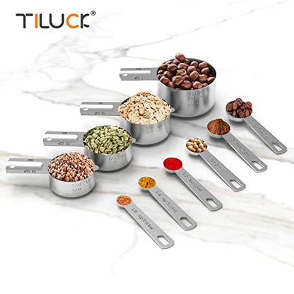 TILUCK Stainless Steel Measuring Cups & Spoons Set, Cups and Spoons,Kitchen Gadgets for Cooking & Baking