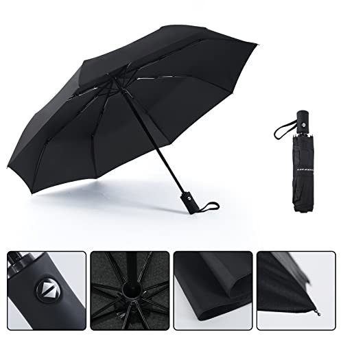 SY COMPACT Travel Umbrella Windproof Automatic LightWeight Unbreakable Umbrellas-Factory outlet umbrella (Black)