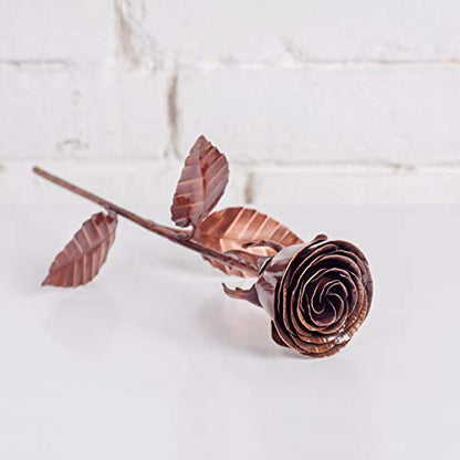 Bronze Anniversary Rose - 8th Anniversary, 8 Year Anniversary, 8th Wedding Anniversary, 19th Wedding Anniversary, 19th Anniversary, Copper Rose, Copper Metal Rose Decor, Metal Flowers