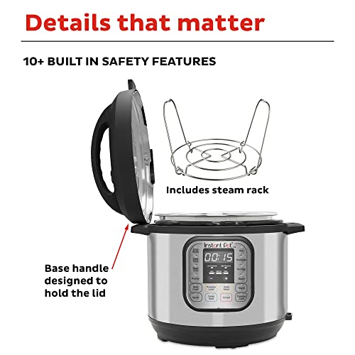 Instant Pot Duo 7-in-1 Electric Pressure Cooker, Slow Cooker, Rice Cooker, Steamer, Sauté, Yogurt Maker, Warmer & Sterilizer, Includes App With Over 800 Recipes, Stainless Steel, 6 Quart