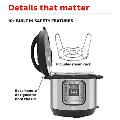 Instant Pot Duo 7-in-1 Electric Pressure Cooker, Slow Cooker, Rice Cooker, Steamer, Sauté, Yogurt Maker, Warmer & Sterilizer, Includes App With Over 800 Recipes, Stainless Steel, 6 Quart