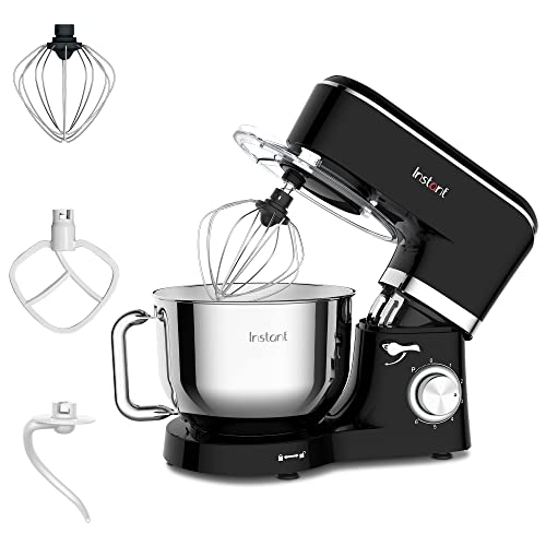 Instant Stand Mixer, 400W 6-Speed Lightweight Electric Mixer, 6.3-Qt Stainless Steel Bowl with Handle, From the Makers of Instant Pot, Includes Whisk, Dough Hook, Mixing Paddle, and Splash Guard