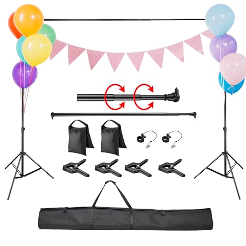AW 9.5x10 Ft Photo Backdrop Stand Telescopic Crossbar Support System with 1x Carry Bag 12x Muslin Clips 8X Clamps for Photo Video Photography Studio Party Classroom Stage for Puppets