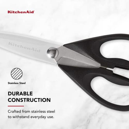 KitchenAid All Purpose Kitchen Shears with Protective Sheath for Everyday use, Dishwasher Safe Stainless Steel Scissors with Comfort Grip, 8.72-Inch, Black