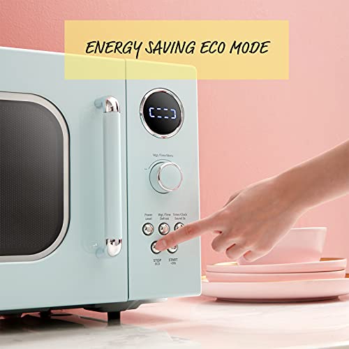 COMFEE' CM-M091AGN Retro Microwave with Multi-stage Cooking, 9 Preset Menus and Kitchen Timer, Mute Function, ECO Mode, LED digital display, 0.9 cu.ft, 900W, Green