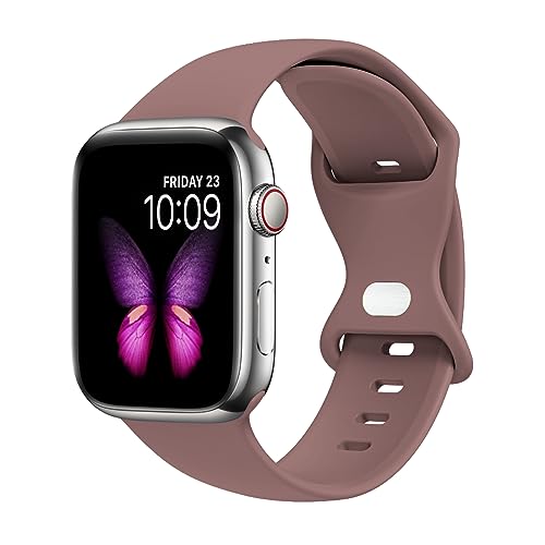 Tighesen Sport Bands Compatible with Apple Watch Band Ultra 2/Ultra SE Series 9/8/7/6/5/4/3/2/1 38mm 40mm 41mm 42mm 44mm 45mm 49mm S/M M/L for Women/Men Silicone iWatch Band(Smokey Mauve, 38/40/41mm M/L)