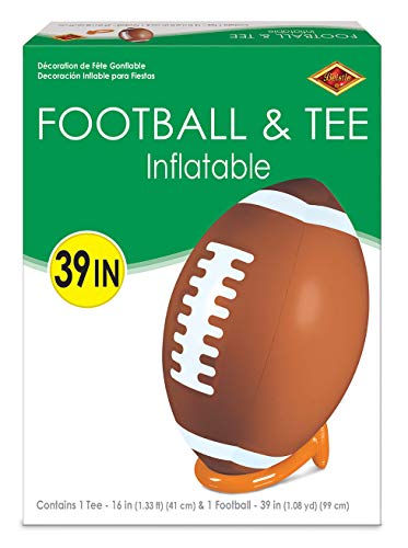 Beistle 3 FT 2 in Large Inflatable Football and Tee Set for Game Day Party Decorations, Sports Theme Photo Props