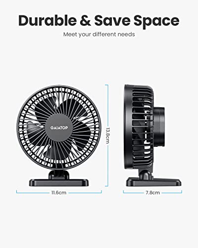 Gaiatop USB Desk Fan, Small But Powerful, Portable Quiet 3 Speeds Wind Desktop Personal Fan, Adjustment Mini Fan Table Fan for Better Cooling, Home Office Car Indoor Outdoor(Black)