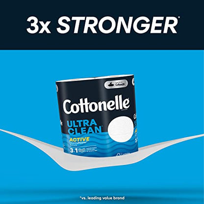 Cottonelle Ultra Clean Toilet Paper with Active CleaningRipples, 1- Ply, 24 Family Mega Rolls (4 Packs of 6) (24 Family Mega Rolls= 132 Regular Rolls), 388 Sheets per Roll, Packaging May Vary