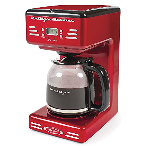 Nostalgia Retro 12-Cup Programmable Coffee Maker With LED Display, Automatic Shut-Off & Keep Warm, Pause-And-Serve Function, Red