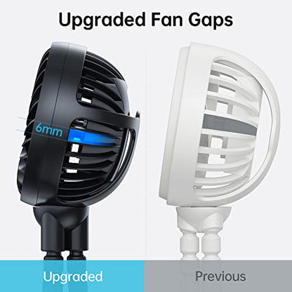 GUSGU Stroller Fan with Flexible Tripod Clip on, Mini Portable Fan USB Rechargeable Battery Operated, Small Personal Handheld Fan Cooling for Bed, Car Seat, Travel, Camping