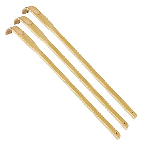 3pcs Wooden Back Scratcher Long Handle for Hard to Reach Self Pick Itch Relief Tools 16 inch