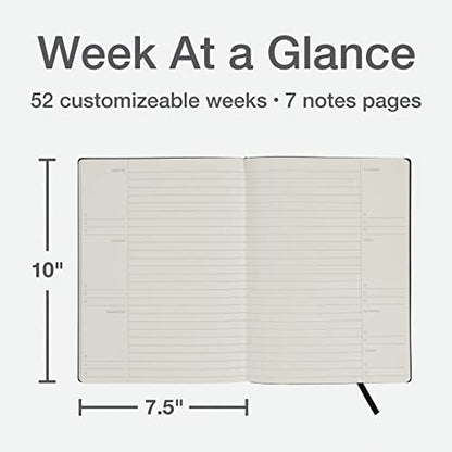 Oxford Weekly Planner, Undated Planner, Daily Gratitude Journal, Mon-Sun, 52 Weeks, 1 Year, Black Softcover, Premium Ivory Paper, 7.5" x 10" (90991)