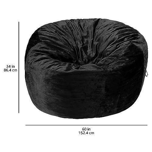 Amazon Basics Memory Foam Filled Bean Bag Chair with Microfiber Cover, 5 ft, Black, Solid