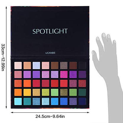 UCANBE Spotlight Eyeshadow Palette Professional 40 Color Eye Shadow Matte Shimmer Makeup Pallet Highly Pigmented Colorful Powder Long Lasting Waterproof Eye Shadow