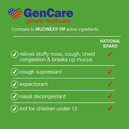 GenCare - Mucus Relief DM (150 Count Value Bottle) Dextromethorphan HBr 20mg Guaifenesin 400mg | Generic Mucus Relief DM | Immediate Release Uncoated Cough & Mucus Expectorant Pill