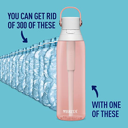 Brita Premium Filtered Water Bottle with Straw, Reusable, BPA Free Plastic, Blush, 26 Ounce,1 count