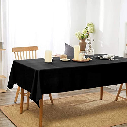 ANPTGHT Black Square Tablecloth 60 x 60 Inch 210 GSM Stain&Water Wrinkle Resistant Washable Fabric Table Cloth for Dining Table Buffet Parties Outdoor Picnic Camping Kitchen