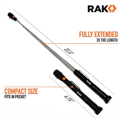 RAK Magnetic Pickup Tool - Birthday Gifts for Men - Telescoping Magnet Pickup Tool with Bright LED Lights and Extendable Neck up to 22 Inches - Cool Gadget Gifts for Men, Husband, Handyman