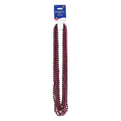 Beistle Small Bead Necklaces, Maroon