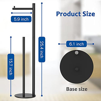 Toilet Paper Holder Stand, Bathroom Toilet Paper Roll Holder Stand with Reserve, Standing Toilet Paper Holder with Storage