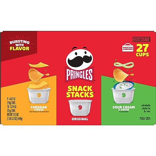 Pringles Potato Crisps Chips, Lunch Snacks, On-the-Go Snacks, Snack Stacks, Variety Pack, 19.3oz Box (27 Cups)