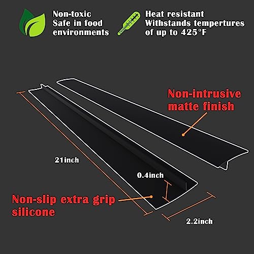 Silicone Stove Counter Gap Cover 21" by Kindga, Easy Clean Gap Filler Sealing Spills Between Kitchen Counter, Appliances,Stovetop, Oven, Washing Machine, Washer, Dryer Set of 2 (Black)