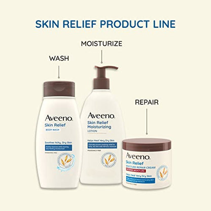 Aveeno Skin Relief Fragrance-Free Body Wash with Triple Oat Formula, Gentle Daily Cleanser for Sensitive Skin Leaves Itchy, Dry Skin Soothed & Feeling Moisturized, Sulfate-Free, 33 fl. oz