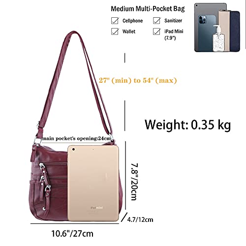 ELDA 10 Pockets Crossbody Purses for Women Medium Pocketbooks Lightweight Ladies Satchel Bag Multi Pocket Shoulder Handbag