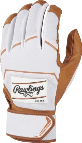 Rawlings | WORKHORSE Baseball Batting Gloves | Youth Small | Caramel/White