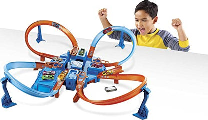 Hot Wheels Toy Car Track Set, Criss Cross Crash with 1:64 Scale Vehicle, Powered by a Motorized Booster [Amazon Exclusive]