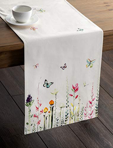 Maison d' Hermine Tablerunner 100% Cotton Table Runner Decorative Table Runners for Gifts, Home, Wedding, Buffet Party & Camping, Botanical Fresh (Double Layer) - Spring/Summer(14.50"x72")