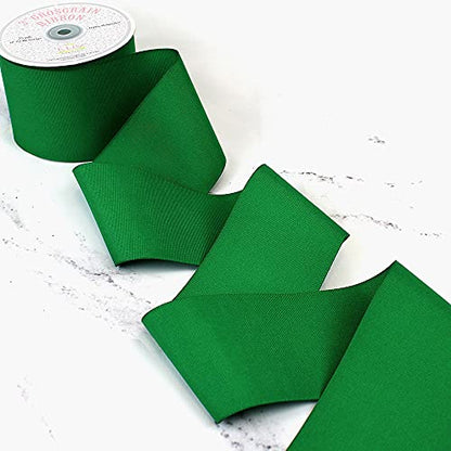 Creative Ideas, 3" Inch Solid Grosgrain Ribbon, 25 Yards, Emerald Green, 25 yd