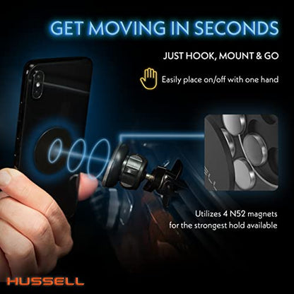 HUSSELL Magnetic Phone Car Mount, Air Vent Phone Mount for Car 360° Adjustable Universal Magnet Phone Holder - Compatible with Any Cell Phone, iPhone Galaxy LG Huawei