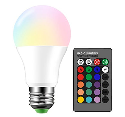 Droiee Dimmable E26 LED Light Bulb, 6W RGBW Color 500LM with 16 Color Changing Modes for Christmas, Party etc with Remote Control