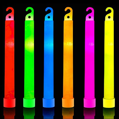 32 Ultra Bright 6 Inch Glow Sticks - Emergency Bright Chem Glow Sticks with 12 Hour Duration - Camping, Hiking Glow Stick Lights - for Parties and Kids Activities - Blackout Or Storm Ready Use