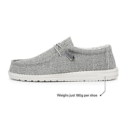 Hey Dude Men's Wally Linen Iron Size 12 | Men’s Shoes | Men’s Lace Up Loafers | Comfortable & Light-Weight