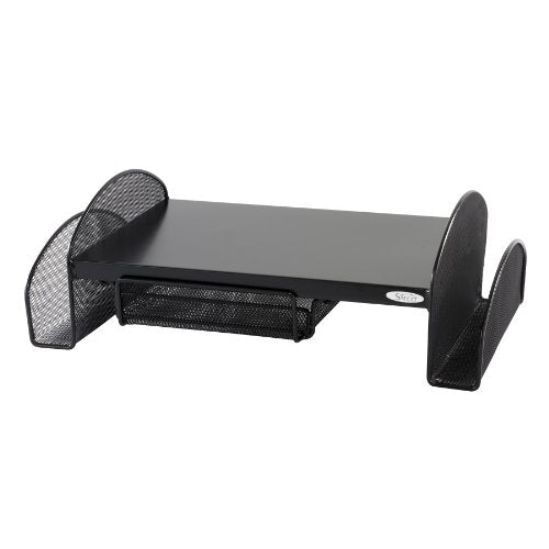 Safco Products Onyx Mesh Monitor Stand 2159BL, Black Powder Coat Finish, Durable Steel Mesh Construction