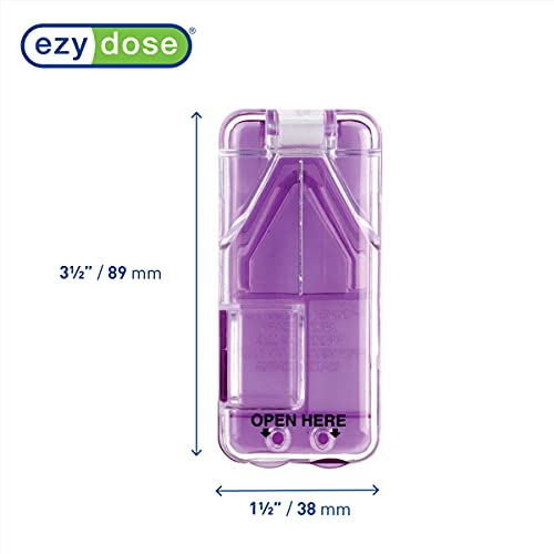 Ezy Dose Pill Cutter and Splitter with Dispenser, Cuts Pills, Vitamins, Tablets, Stainless Steel Blade, Travel Sized, Colors May Vary